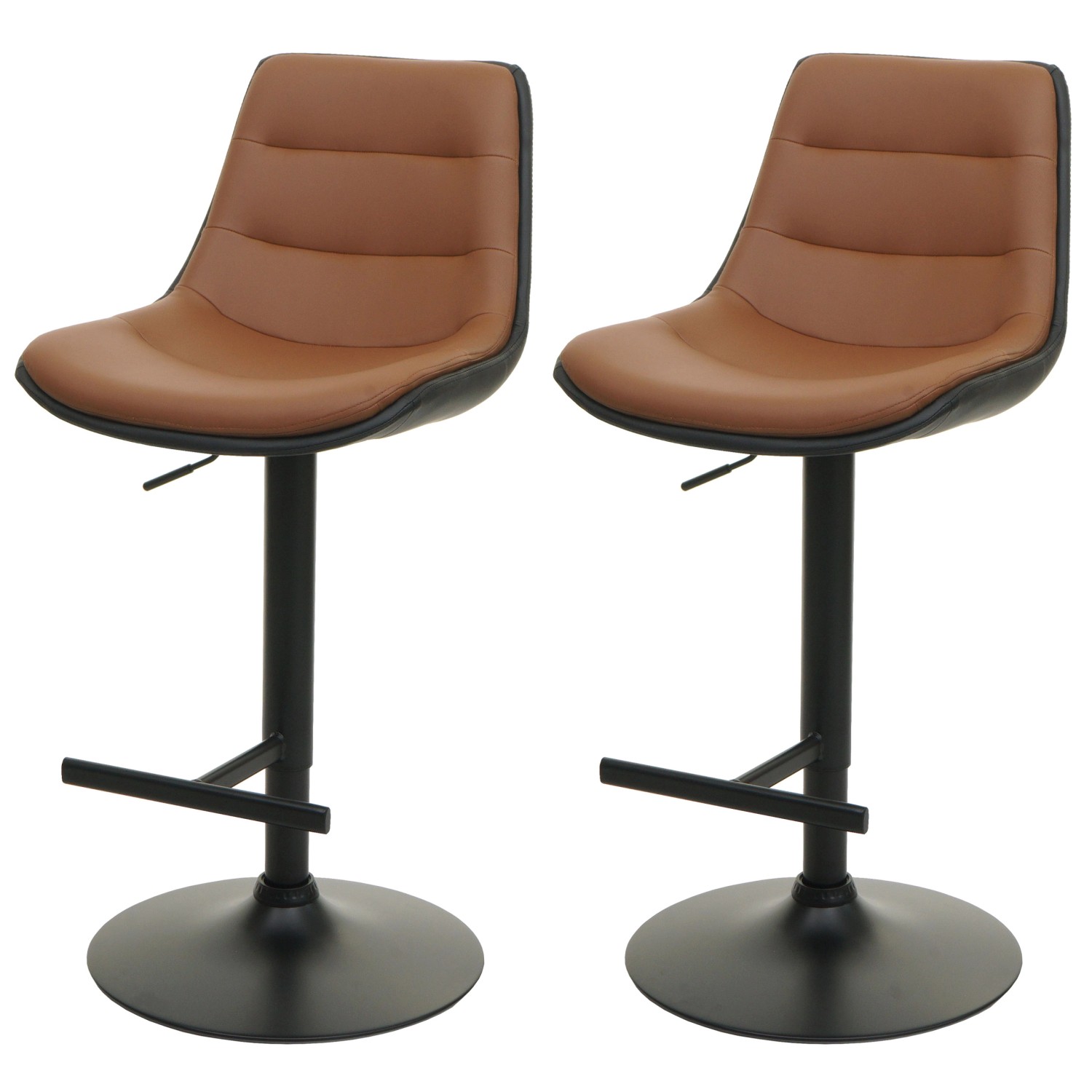 PROREGAL 2er-Set Barhocker Sitzhöhe 65-86cm Höhenverstellbar Mit Lehne Kunstleder Braun Barstuhl Tresenhocker Drehhocker von PROREGAL