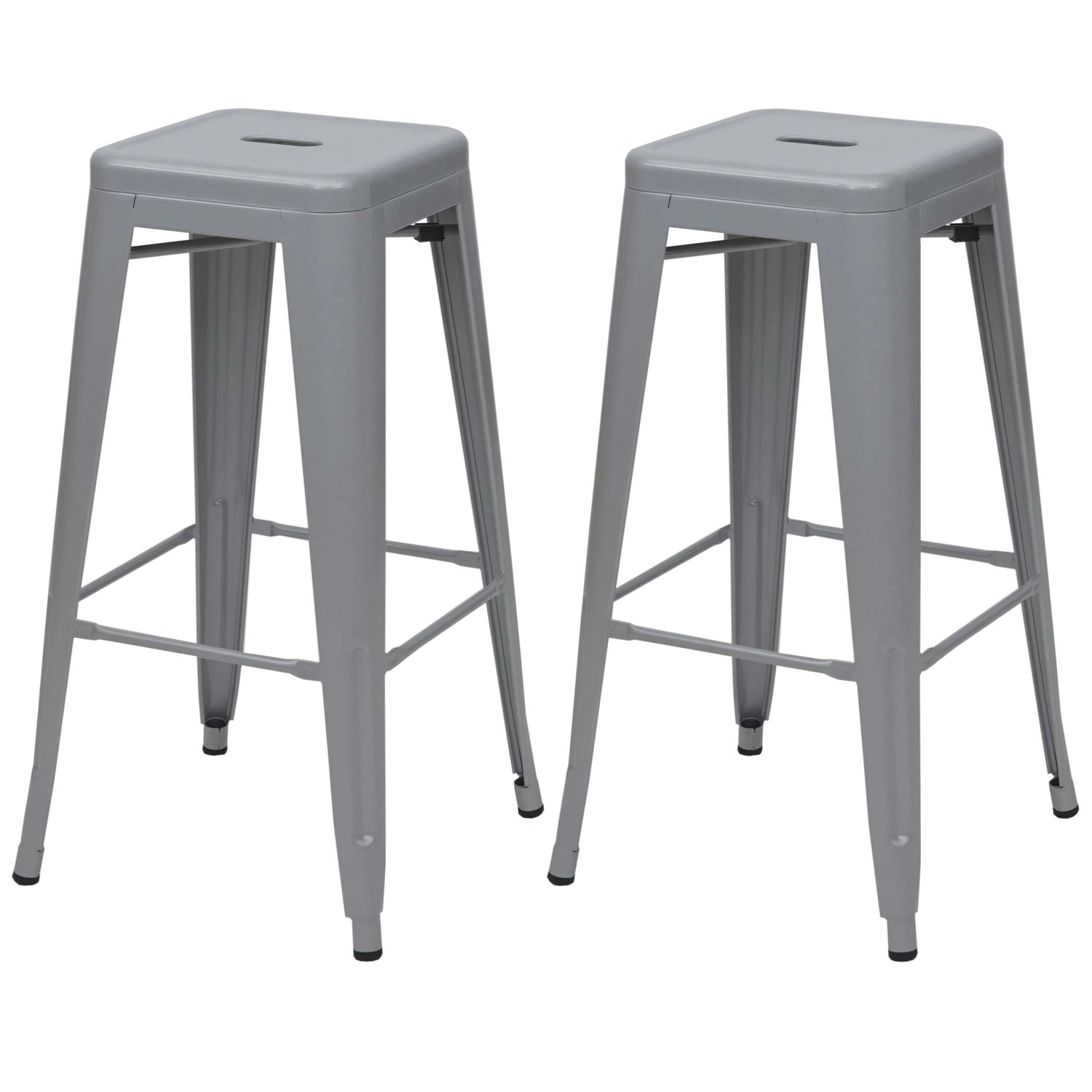 PROREGAL 2er-Set Barhocker Sitzhöhe 77cm Metall Industriedesign Stapelbar Grau Barstuhl Tresenhocker von PROREGAL