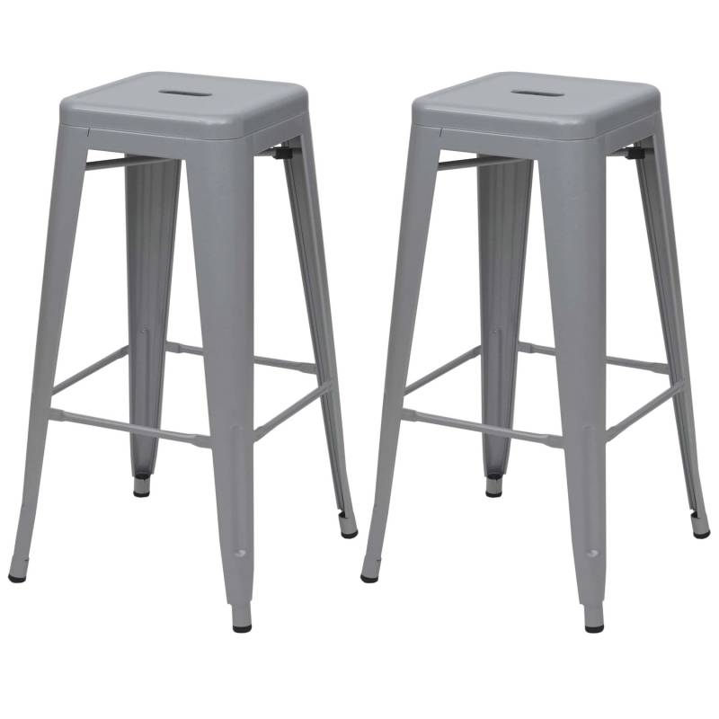 PROREGAL 2er-Set Barhocker Sitzhöhe 77cm Metall Industriedesign Stapelbar Grau Barstuhl Tresenhocker von PROREGAL