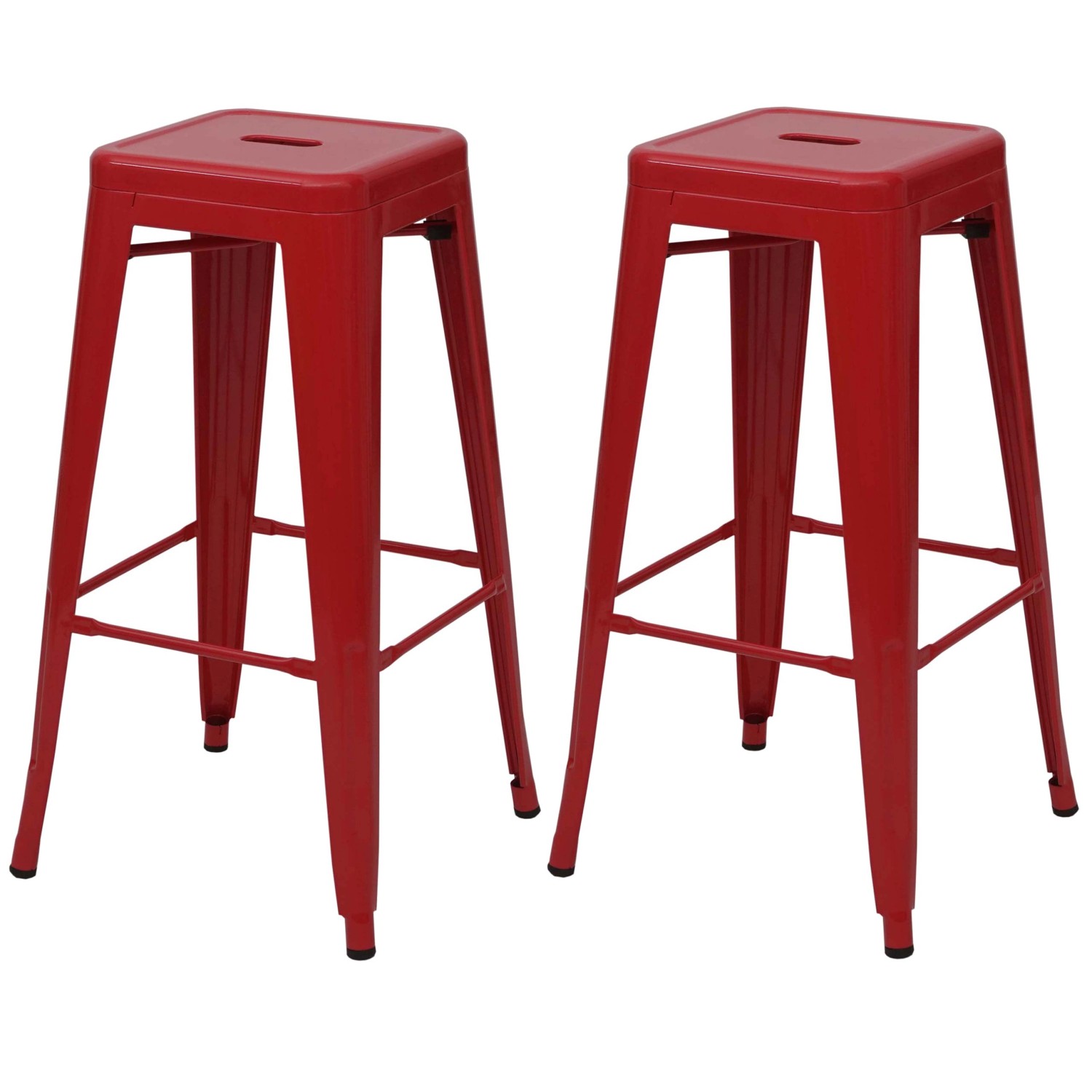 PROREGAL 2er-Set Barhocker Sitzhöhe 77cm Metall Industriedesign Stapelbar Rot Barstuhl Tresenhocker von PROREGAL