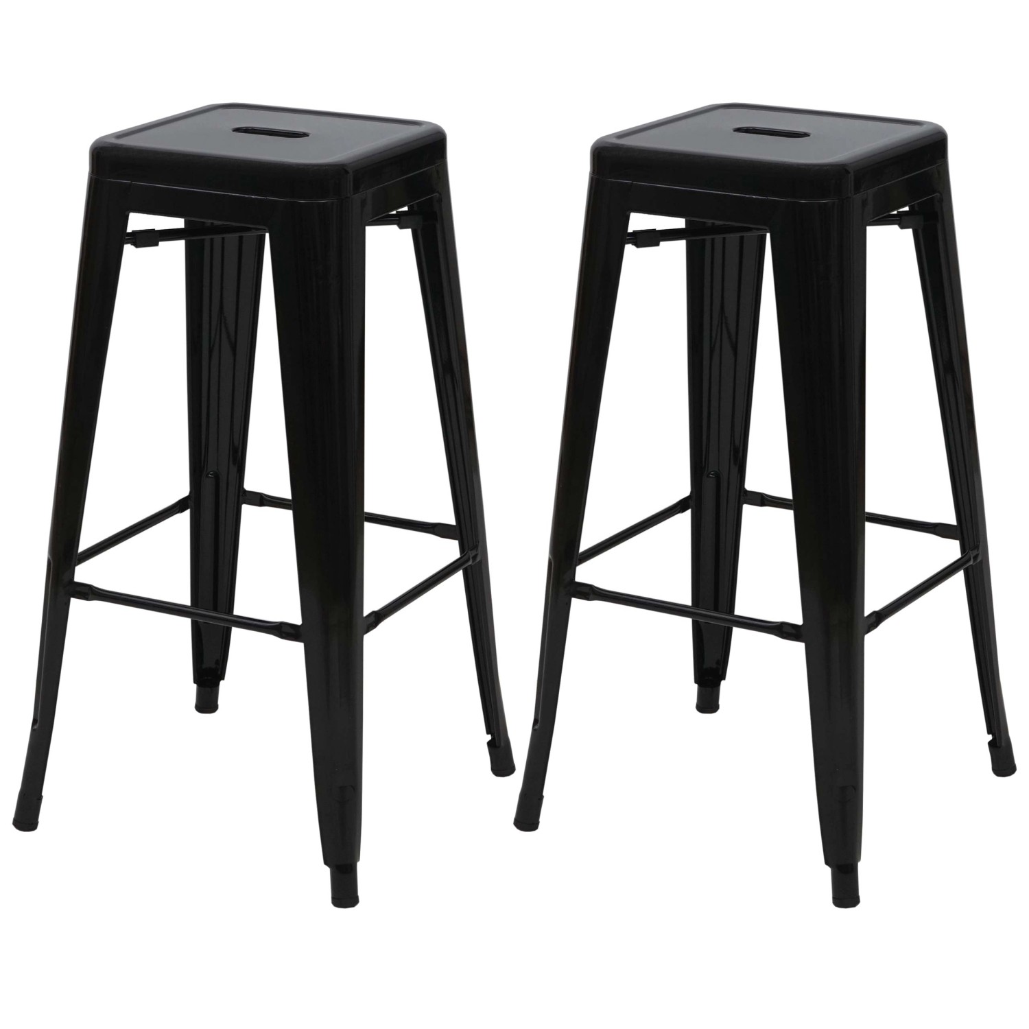PROREGAL 2er-Set Barhocker Sitzhöhe 77cm Metall Industriedesign Stapelbar Schwarz Barstuhl Tresenhocker von PROREGAL