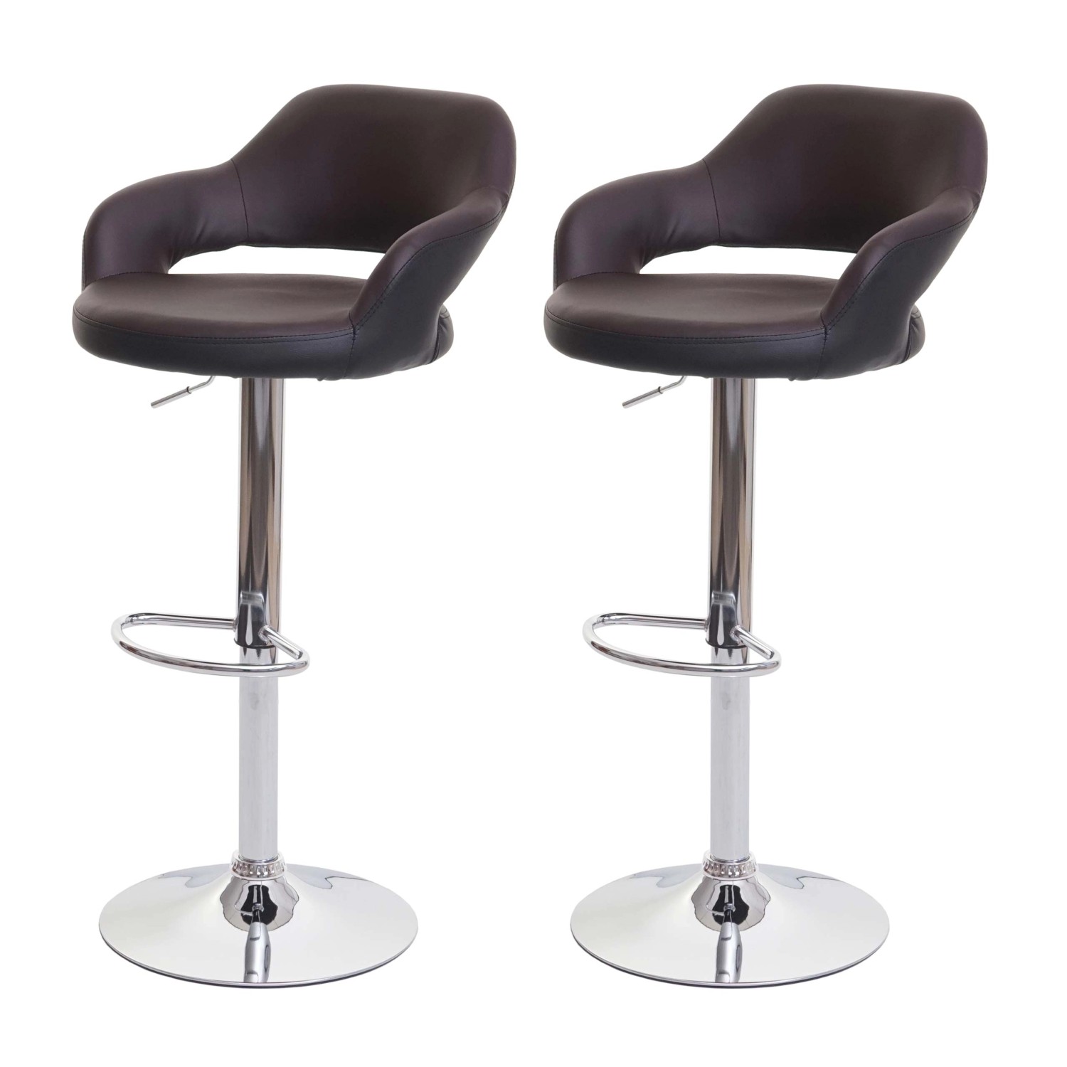 PROREGAL 2er-Set Barhocker Stylisch Sitzhöhe 61-81cm Mit Lehne Kunstleder Braun-Schwarz Barstuhl Tresenhocker Drehhocker von PROREGAL