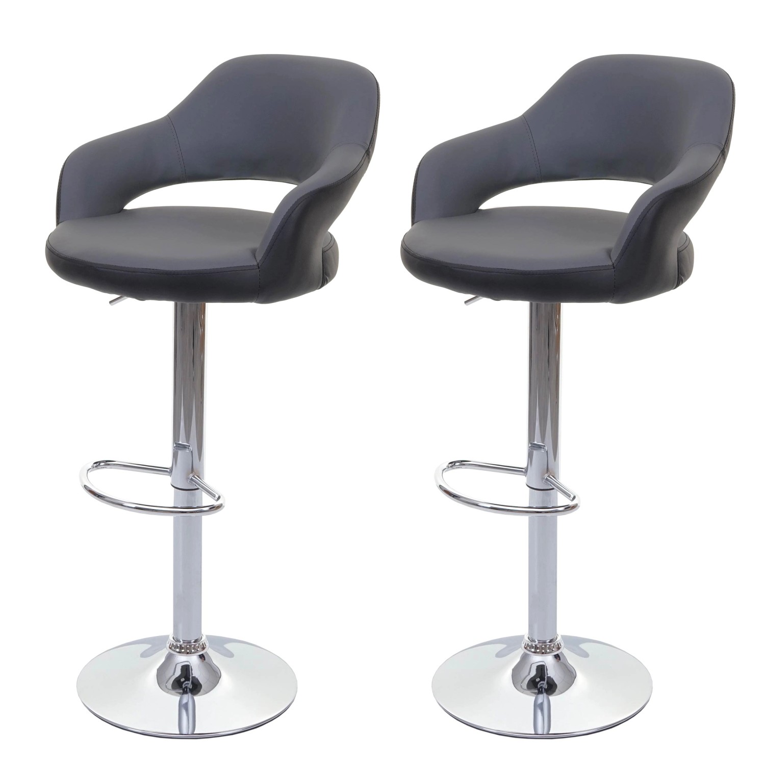 PROREGAL 2er-Set Barhocker Stylisch Sitzhöhe 61-81cm Mit Lehne Kunstleder Grau-Schwarz Barstuhl Tresenhocker Drehhocker von PROREGAL