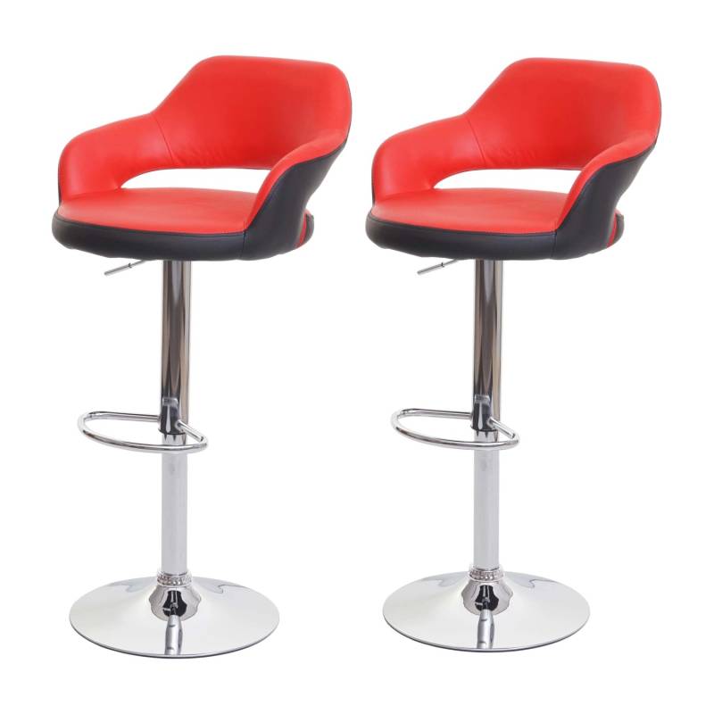PROREGAL 2er-Set Barhocker Stylisch Sitzhöhe 61-81cm Mit Lehne Kunstleder Rot-Schwarz Barstuhl Tresenhocker Drehhocker von PROREGAL