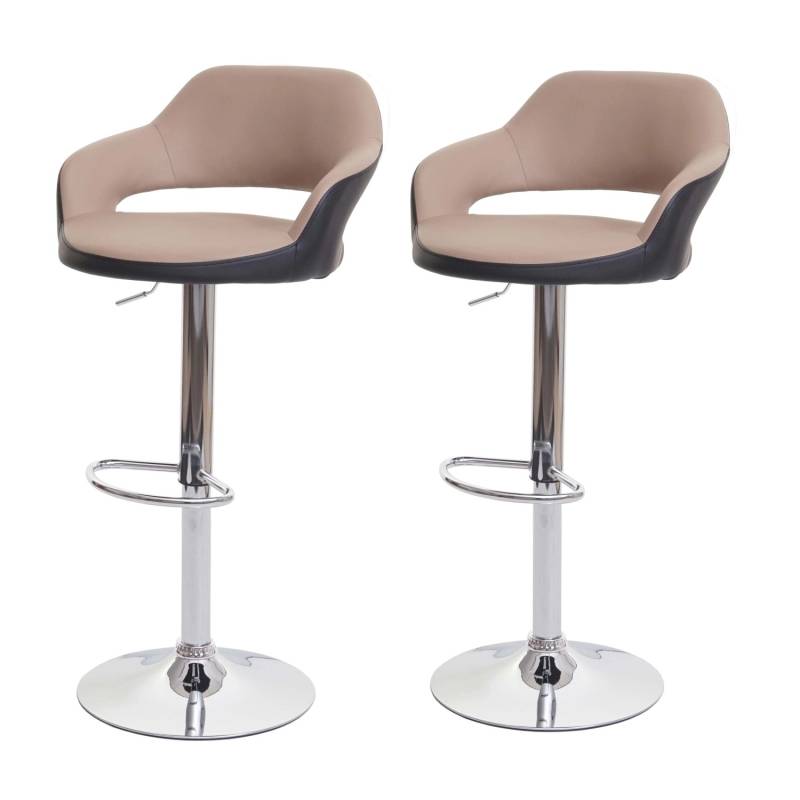 PROREGAL 2er-Set Barhocker Stylisch Sitzhöhe 61-81cm Mit Lehne Kunstleder Taupe-Schwarz Barstuhl Tresenhocker Drehhocker von PROREGAL