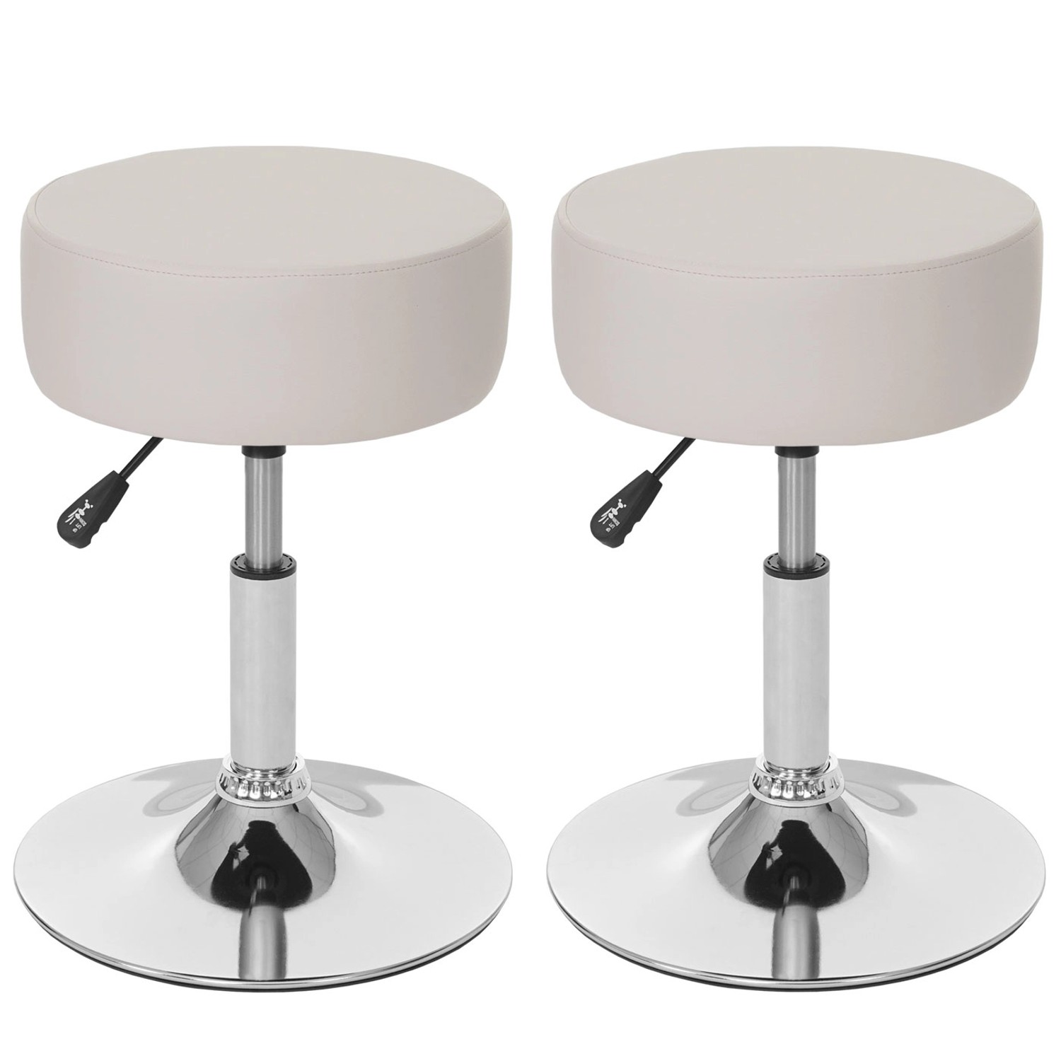 PROREGAL 2er-Set Hocker Höhenverstellbar Und Drehbar Sitzhöhe 43-55cm Durchmesser 35cm Kunstleder Creme Sitzhocker Schminkhocker PROREGAL 2er-Set Hocker Höhenverstellbar Und Drehbar Sitzhöhe 43-55cm Durchmesser 35cm Kunstleder Creme Sitzhocker Schminkhocker von PROREGAL