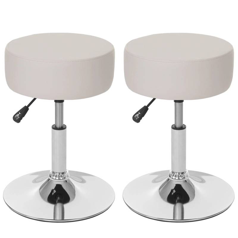 PROREGAL 2er-Set Hocker Höhenverstellbar Und Drehbar Sitzhöhe 43-55cm Durchmesser 35cm Kunstleder Creme Sitzhocker Schminkhocker von PROREGAL