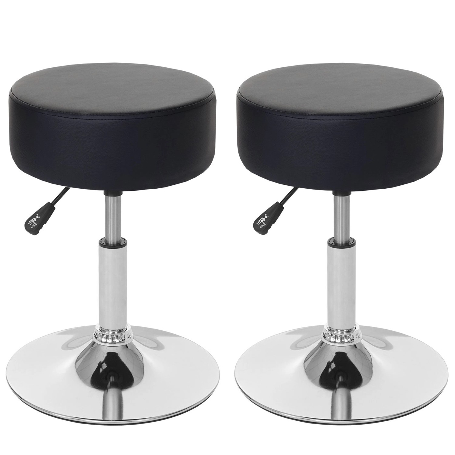 PROREGAL 2er-Set Hocker Höhenverstellbar Und Drehbar Sitzhöhe 43-55cm Durchmesser 35cm Kunstleder Schwarz Sitzhocker Schminkhocker von PROREGAL
