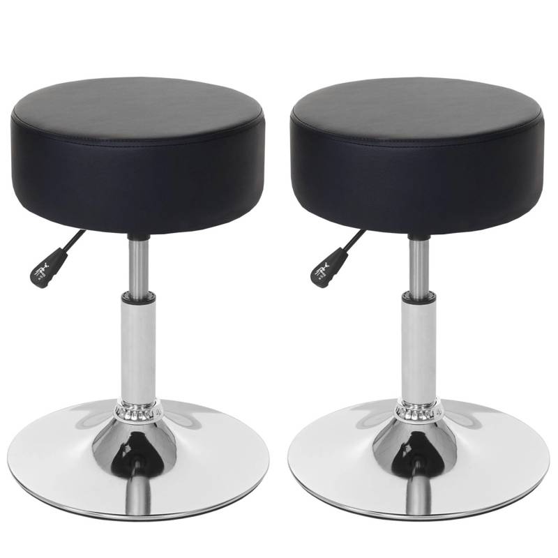 PROREGAL 2er-Set Hocker Höhenverstellbar Und Drehbar Sitzhöhe 43-55cm Durchmesser 35cm Kunstleder Schwarz Sitzhocker Schminkhocker von PROREGAL