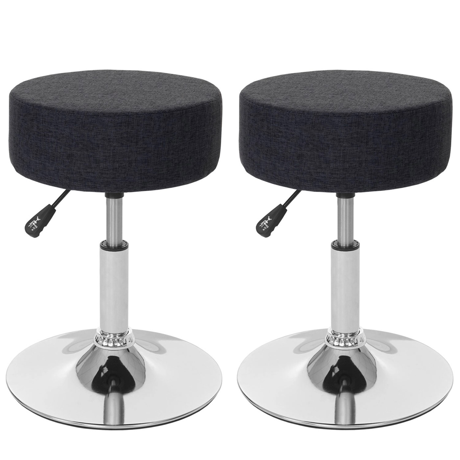 PROREGAL 2er-Set Hocker Höhenverstellbar Und Drehbar Sitzhöhe 43-55cm Durchmesser 35cm Textil Dunkelgrau Sitzhocker Schminkhocker von PROREGAL