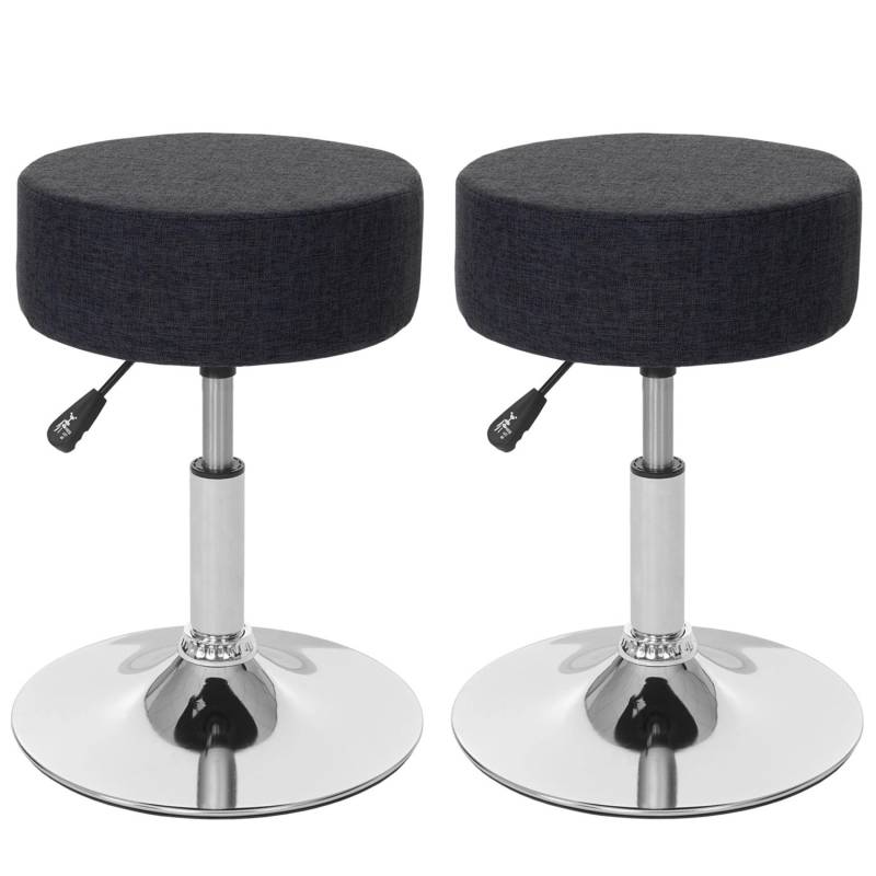 PROREGAL 2er-Set Hocker Höhenverstellbar Und Drehbar Sitzhöhe 43-55cm Durchmesser 35cm Textil Dunkelgrau Sitzhocker Schminkhocker von PROREGAL