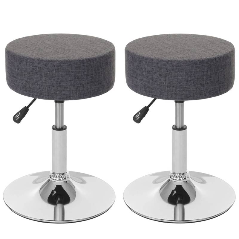 PROREGAL 2er-Set Hocker Höhenverstellbar Und Drehbar Sitzhöhe 43-55cm Durchmesser 35cm Textil Grau Sitzhocker Schminkhocker von PROREGAL