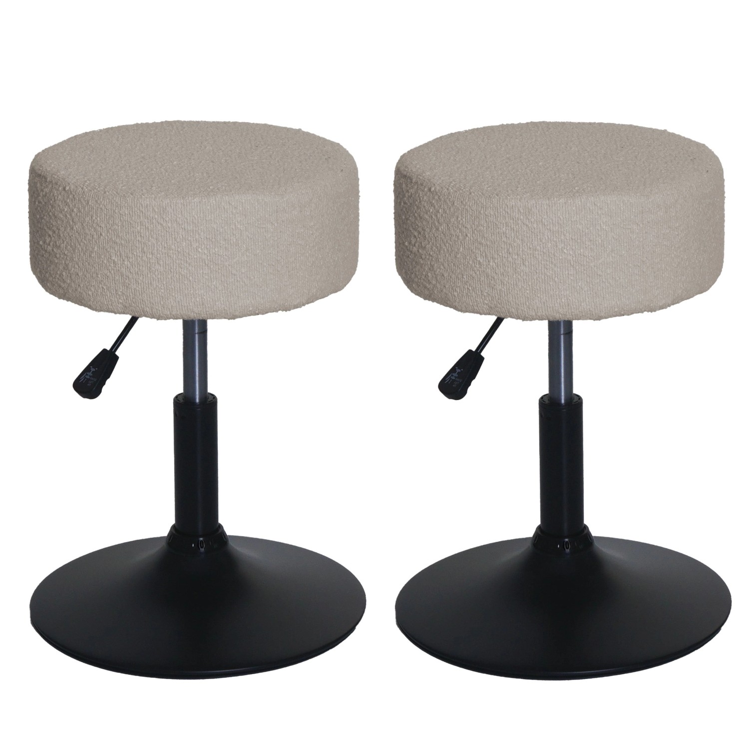 PROREGAL 2er-Set Hocker Höhenverstellbar Und Drehbar Sitzhöhe 45-57cm Durchmesser 37cm Stoff Boucle Beige Sitzhocker Schminkhocker PROREGAL 2er-Set Hocker Höhenverstellbar Und Drehbar Sitzhöhe 45-57cm Durchmesser 37cm Stoff Boucle Beige Sitzhocker Schminkhocker von PROREGAL