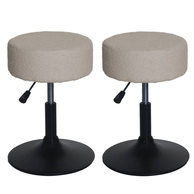 PROREGAL 2er-Set Hocker Höhenverstellbar Und Drehbar Sitzhöhe 45-57cm Durchmesser 37cm Stoff Boucle Beige Sitzhocker Schminkhocker PROREGAL 2er-Set Hocker Höhenverstellbar Und Drehbar Sitzhöhe 45-57cm Durchmesser 37cm Stoff Boucle Beige Sitzhocker Schminkhocker von PROREGAL