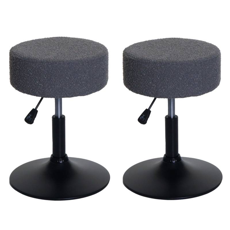PROREGAL 2er-Set Hocker Höhenverstellbar Und Drehbar Sitzhöhe 45-57cm Durchmesser 37cm Stoff Boucle Dunkelgrau Sitzhocker Schminkhocker von PROREGAL