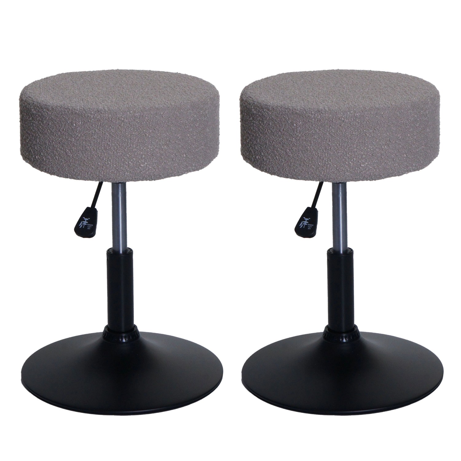 PROREGAL 2er-Set Hocker Höhenverstellbar Und Drehbar Sitzhöhe 45-57cm Durchmesser 37cm Stoff Boucle Taupe Sitzhocker Schminkhocker PROREGAL 2er-Set Hocker Höhenverstellbar Und Drehbar Sitzhöhe 45-57cm Durchmesser 37cm Stoff Boucle Taupe Sitzhocker Schminkhocker von PROREGAL