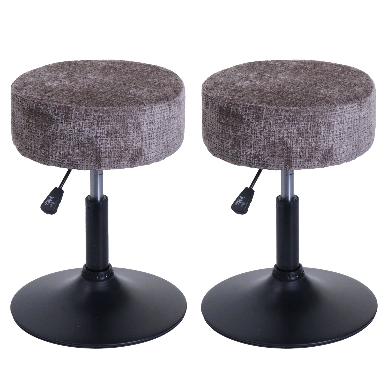 PROREGAL 2er-Set Hocker Höhenverstellbar Und Drehbar Sitzhöhe 45-57cm Durchmesser 37cm Stoff Chenille Braun Sitzhocker von PROREGAL