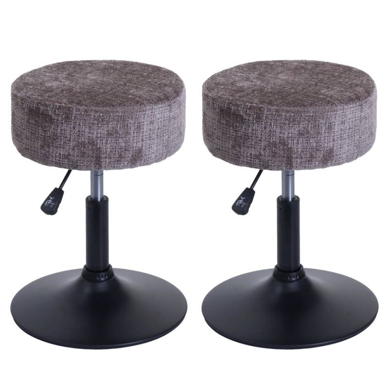 PROREGAL 2er-Set Hocker Höhenverstellbar Und Drehbar Sitzhöhe 45-57cm Durchmesser 37cm Stoff Chenille Braun Sitzhocker von PROREGAL