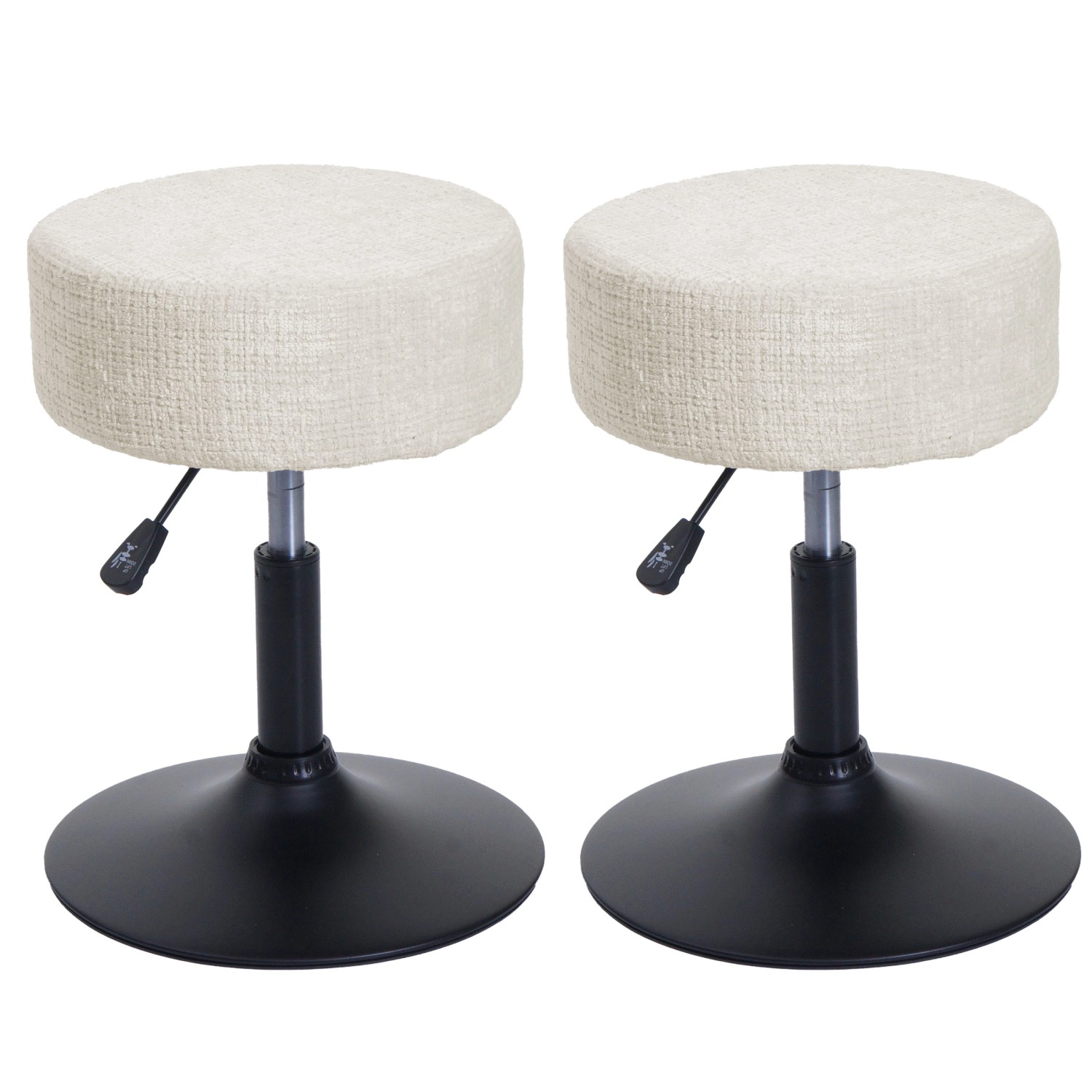 PROREGAL 2er-Set Hocker Höhenverstellbar Und Drehbar Sitzhöhe 45-57cm Durchmesser 37cm Stoff Chenille Weiß Sitzhocker von PROREGAL
