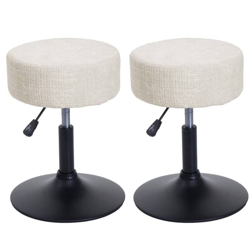 PROREGAL 2er-Set Hocker Höhenverstellbar Und Drehbar Sitzhöhe 45-57cm Durchmesser 37cm Stoff Chenille Weiß Sitzhocker von PROREGAL