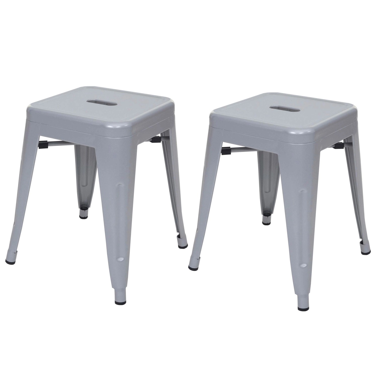 PROREGAL 2er-Set Hocker Sitzhöhe 46cm Metall Industriedesign Stapelbar Grau Metallhocker Sitzhocker von PROREGAL