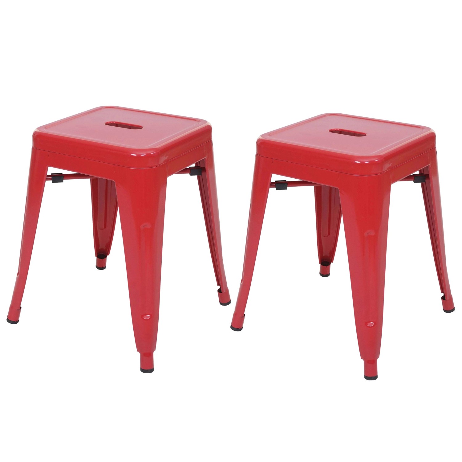 PROREGAL 2er-Set Hocker Sitzhöhe 46cm Metall Industriedesign Stapelbar Rot Metallhocker Sitzhocker von PROREGAL