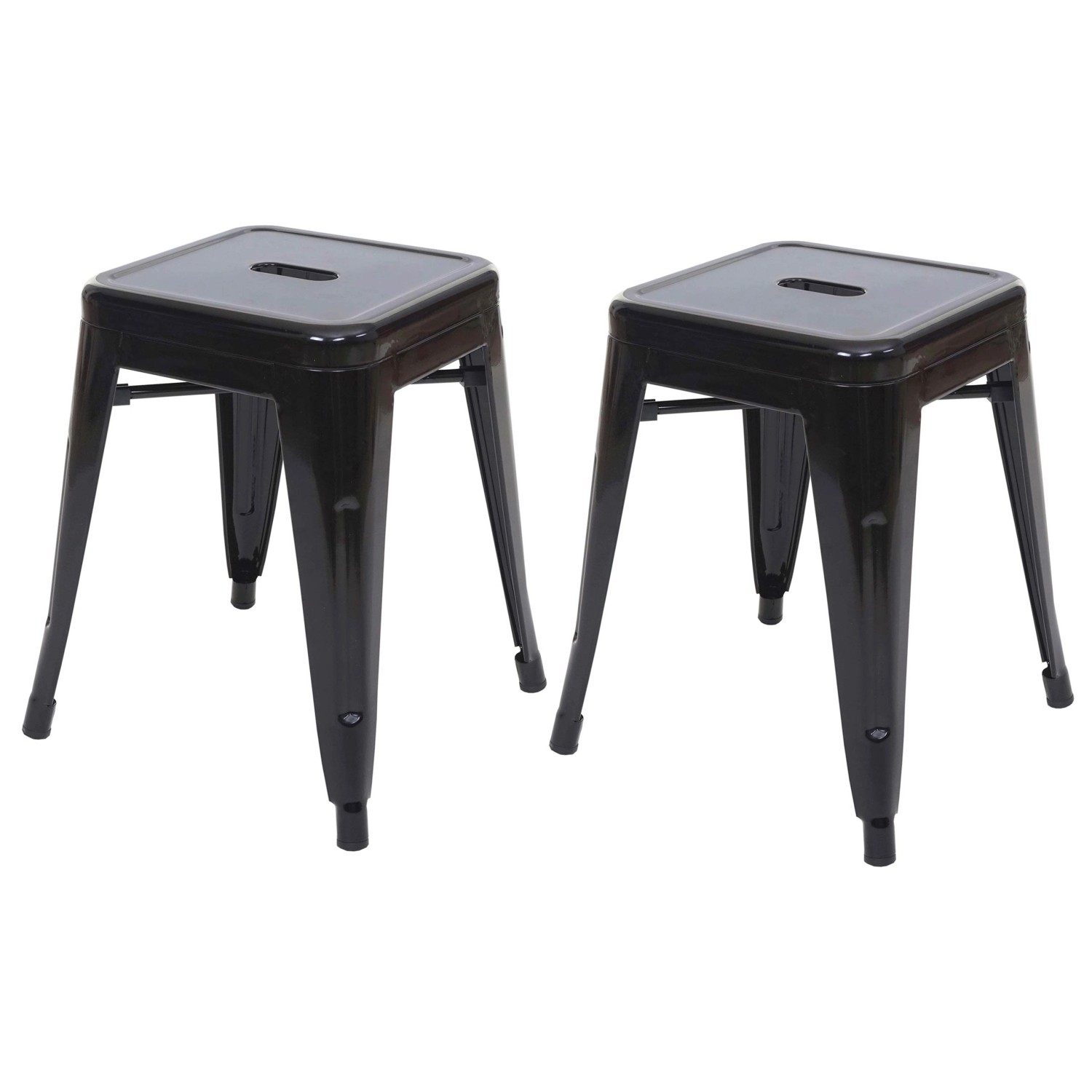 PROREGAL 2er-Set Hocker Sitzhöhe 46cm Metall Industriedesign Stapelbar Schwarz Metallhocker Sitzhocker von PROREGAL