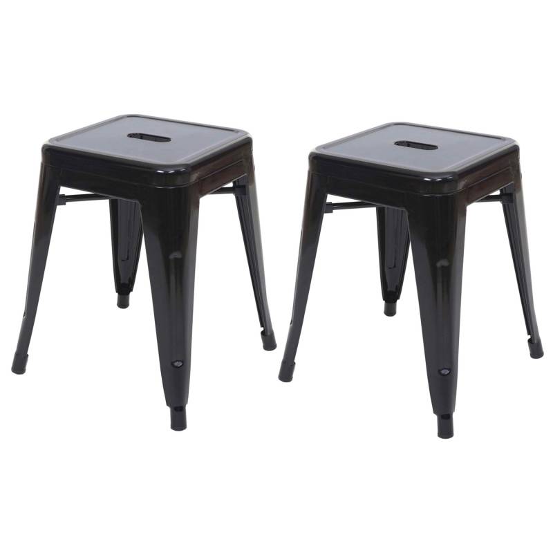 PROREGAL 2er-Set Hocker Sitzhöhe 46cm Metall Industriedesign Stapelbar Schwarz Metallhocker Sitzhocker von PROREGAL