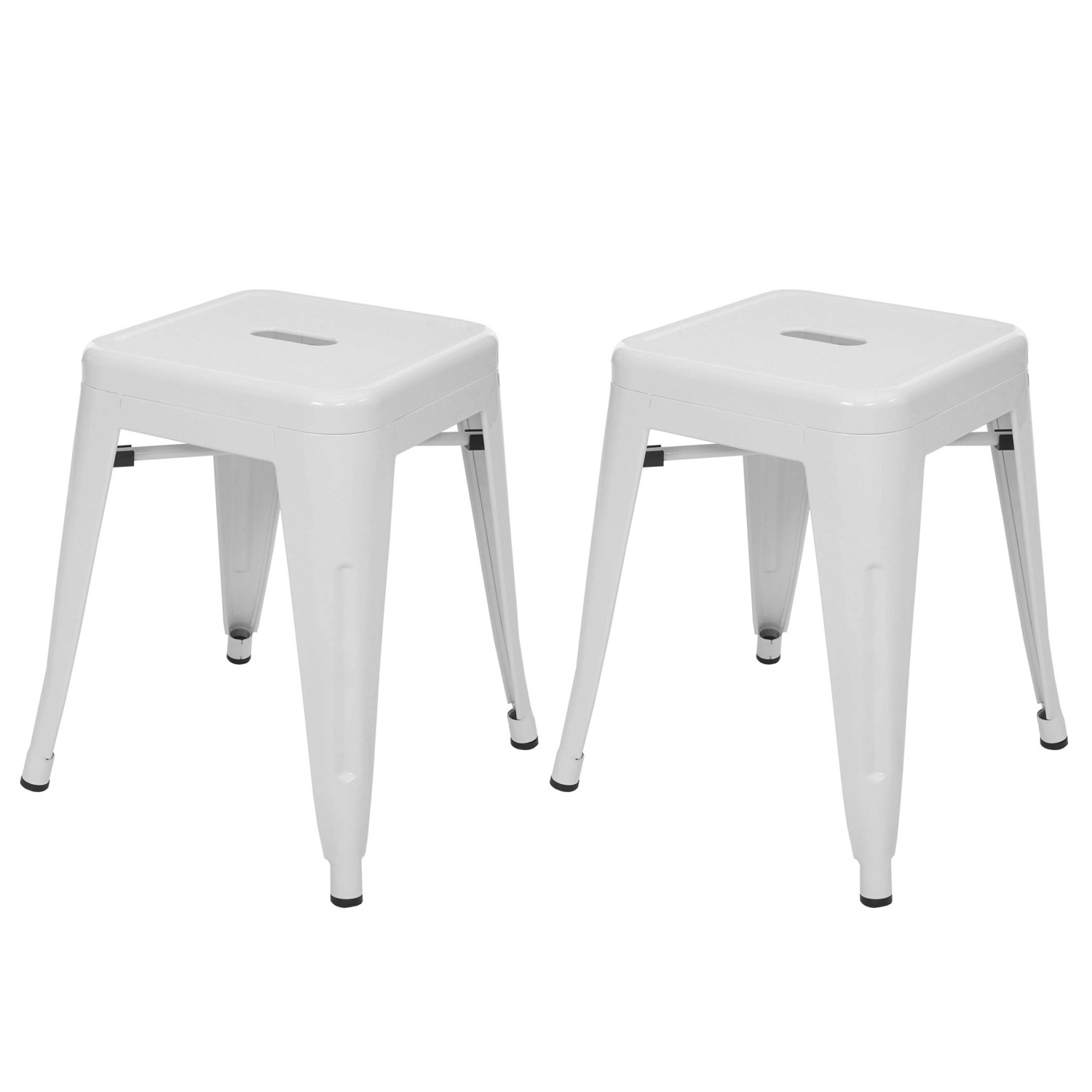 PROREGAL 2er-Set Hocker Sitzhöhe 46cm Metall Industriedesign Stapelbar Weiß Metallhocker Sitzhocker von PROREGAL