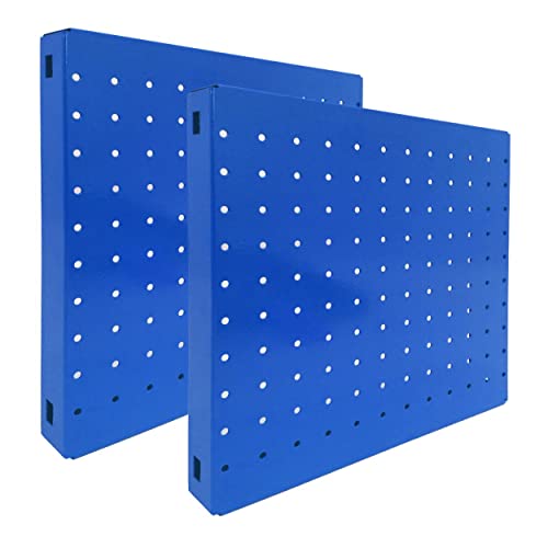 PROREGAL 2x Memoboard aus Stahl gelocht | HxBxT 30x30x3,5cm | Blau | Lochblech Wandtafel Trägersystem Magnettafel Lochblech von PROREGAL