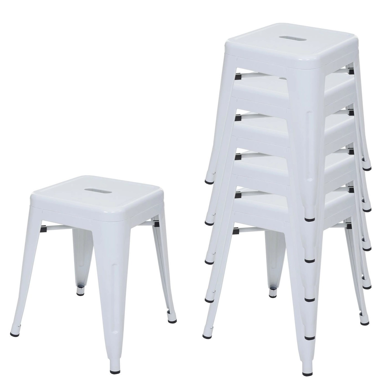 PROREGAL 6er-Set Hocker Sitzhöhe 46cm Metall Industriedesign Stapelbar Weiß Metallhocker Sitzhocker PROREGAL 6er-Set Hocker Sitzhöhe 46cm Metall Industriedesign Stapelbar Weiß Metallhocker Sitzhocker von PROREGAL