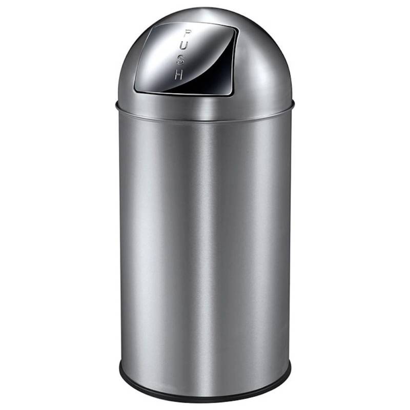 PROREGAL Abfallbehälter Mit Pushdeckel & Inneneimer Aus Metall 40 Liter HxBxT 74 x 34 x 34 cm Matt Edelstahl & Silber von PROREGAL