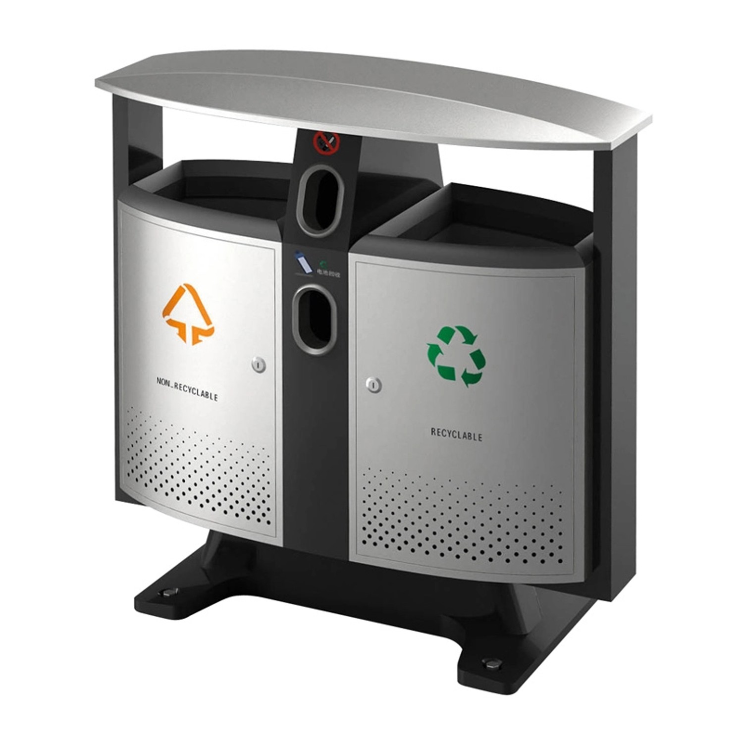 PROREGAL Abfalltrennstation Mit Dach und Batterienfach Für Außenbereich 2 x  39 Liter HxBxT 100 x 103 x 42 cm Metall Grau PROREGAL Abfalltrennstation Mit Dach und Batterienfach Für Außenbereich 2 x  39 Liter HxBxT 100 x 103 x 42 cm Metall Grau von PROREGAL