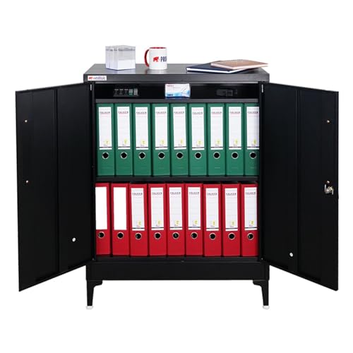 PROREGAL Aktenschrank Elephant abschließbar aus Metall mit Beinen & 2 Türen 80 cm breit 2 Ebenen Schwarz Mehrzweckschrank 90x80x40cm Büroschrank Metallschrank Aufbewahrungsschrank Ordnerschrank PROREGAL Aktenschrank Elephant abschließbar aus Metall mit Beinen & 2 Türen 80 cm breit 2 Ebenen Schwarz Mehrzweckschrank 90x80x40cm Büroschrank Metallschrank Aufbewahrungsschrank Ordnerschrank von PROREGAL