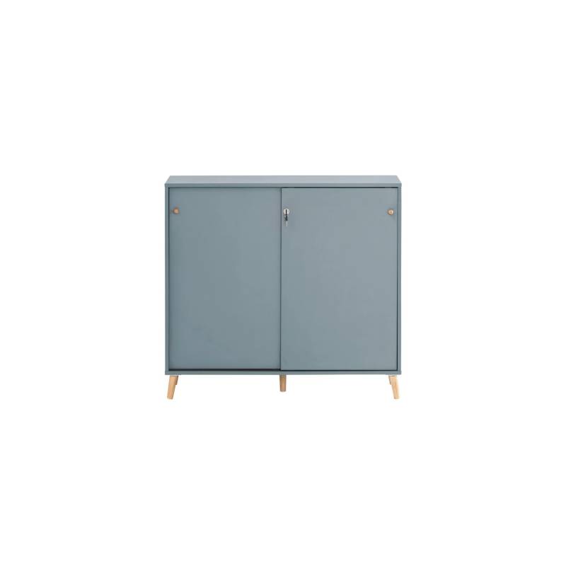PROREGAL Aktenschrank Jaguar Large HxBxT 92,6 x 100 x 41 cm 2 Fächern & 2 Abschließbare Schiebetüren Blau von PROREGAL