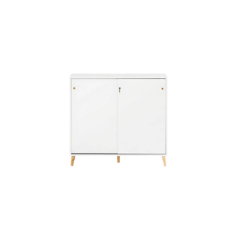 PROREGAL Aktenschrank Jaguar Large HxBxT 92,6 x 100 x 41 cm 2 Fächern & 2 Abschließbare Schiebetüren Weiß von PROREGAL