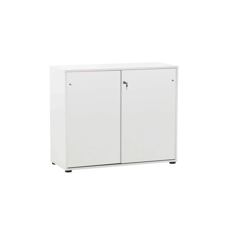 PROREGAL Aktenschrank Pigeon Large HxBxT 83,6 x 100 x 41 cm 2 Fächern & 2 Abschließbare Schiebetüren Weiß von PROREGAL