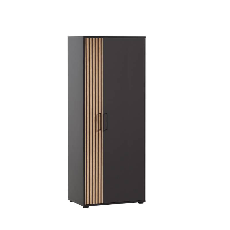 PROREGAL Aktenschrank Raven Tall HxBxT 164 x 65 x 41 cm 4 Fächern & 2 Flügeltüren Akustikplattenoptik Schwarz von PROREGAL