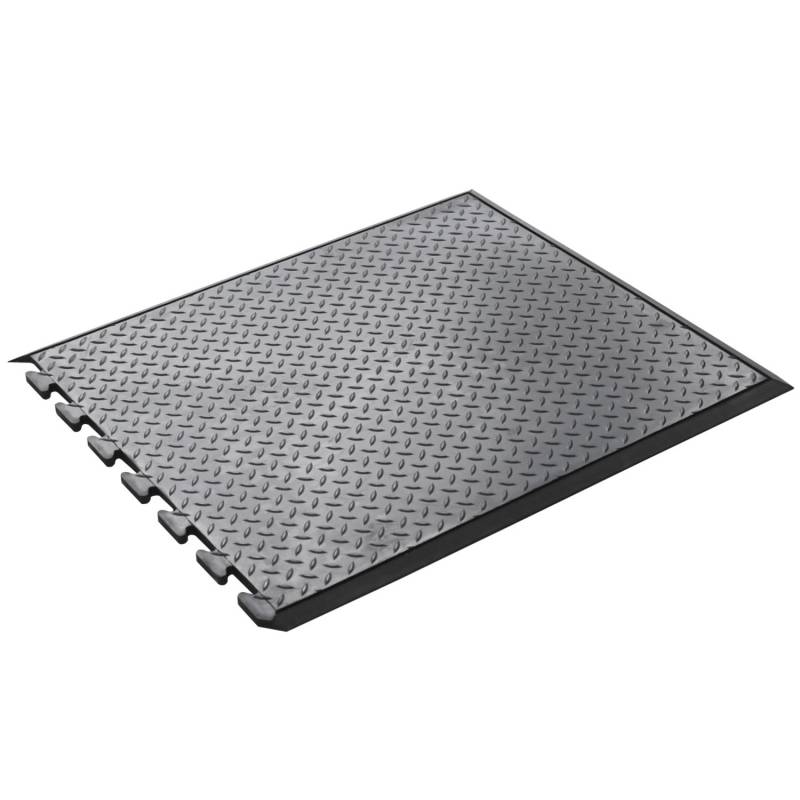 PROREGAL Anti Ermüdungs Gummifliese Eckstück Links BxL 70 x 78 cm Stärke 1,2 cm Schwarz von PROREGAL