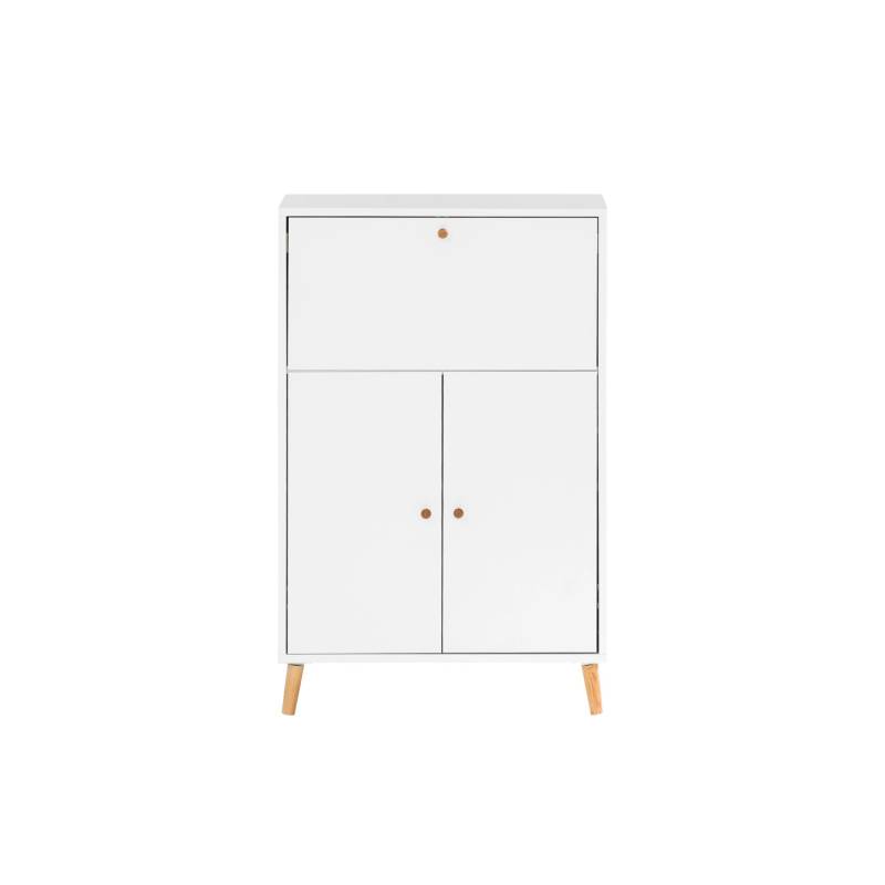 PROREGAL Ausklappbarer Schreibtisch Jaguar HxBxT 101,7 x 65,2 x 39 cm 4 Fächern & 2 Flügeltüren Weiß von PROREGAL