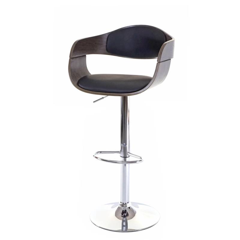 PROREGAL Barhocker Mit Lehne Sitzhöhe 63-85cm Holz Bugholz Retro-Design Grau Kunstleder Schwarz Barstuhl von PROREGAL