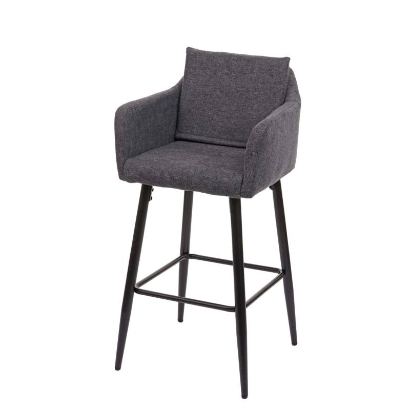 PROREGAL Barhocker Mit Lehne Sitzhöhe 74cm Fußablage Metall Stoff/Textil Dunkelgrau Barstuhl Tresenhocker von PROREGAL