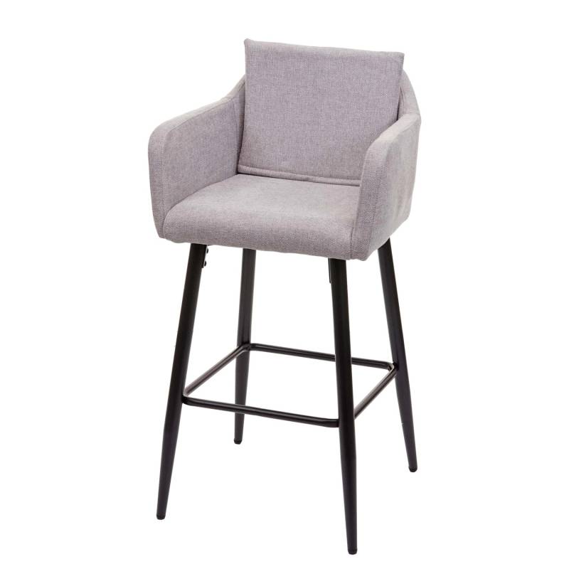 PROREGAL Barhocker Mit Lehne Sitzhöhe 74cm Fußablage Metall Stoff/Textil Hellgrau Barstuhl Tresenhocker von PROREGAL