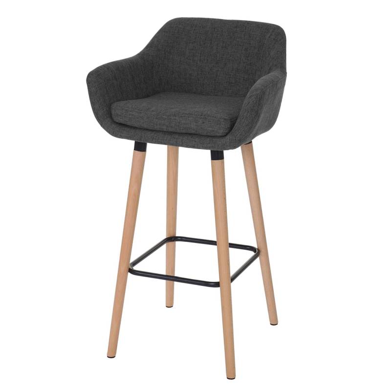 PROREGAL Barhocker Oslo Mit Lehne Sitzhöhe 79cm Textil Dunkelgrau Barstuhl Tresenhocker von PROREGAL