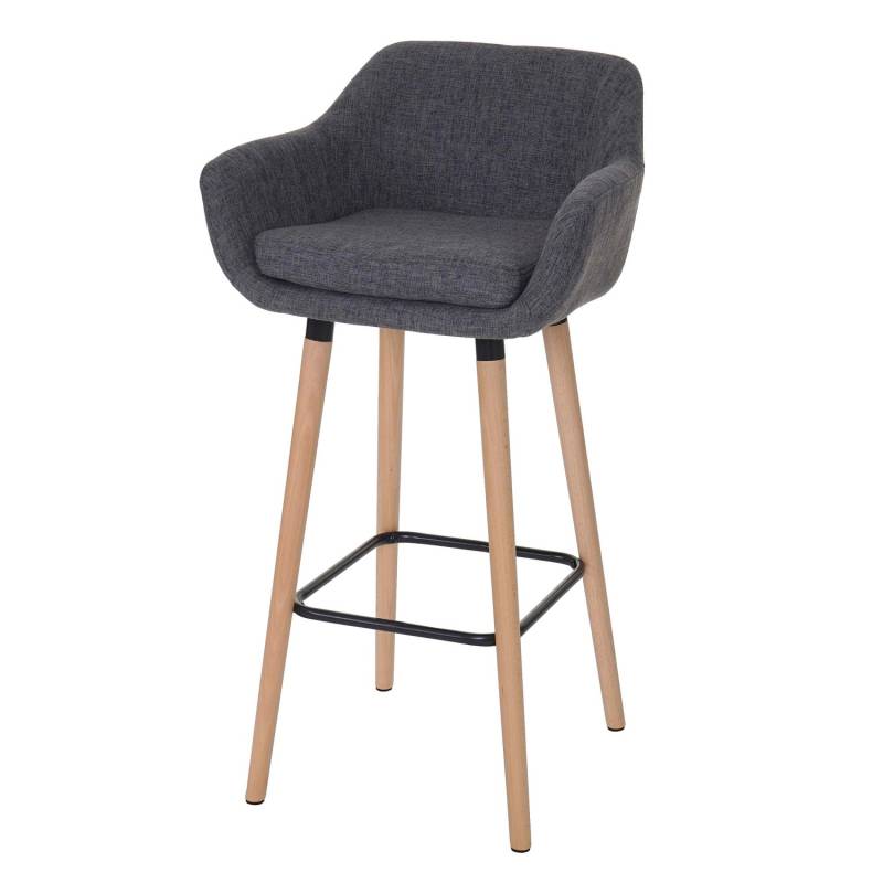 PROREGAL Barhocker Oslo Mit Lehne Sitzhöhe 79cm Textil Grau Barstuhl Tresenhocker von PROREGAL