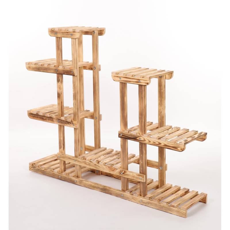 PROREGAL Blümenstande FLORANGE HxBxT 116x95x25cm 8 Ablagen Kieferholz Gebrannt von PROREGAL