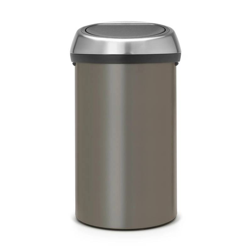 PROREGAL Abfallbehälter Mit Soft Touch Öffnung 60 Liter HxBxT 71 x 40 x 40 cm Metall Platin von PROREGAL