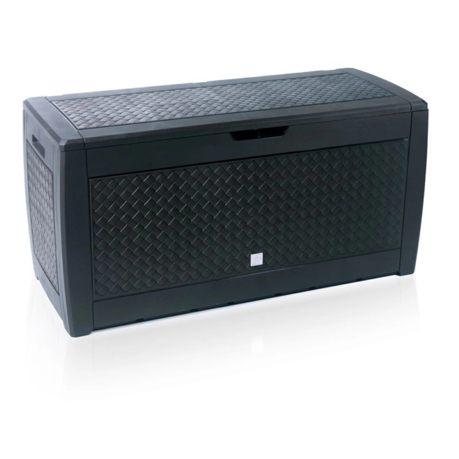 PROREGAL CAP’N COOK Klappbare Gartenbox LxBxH 119 x 48 x 60 cm Kissenbox mit Deckel Haltegriffe und Rollen Flechtoptik Grau von PROREGAL