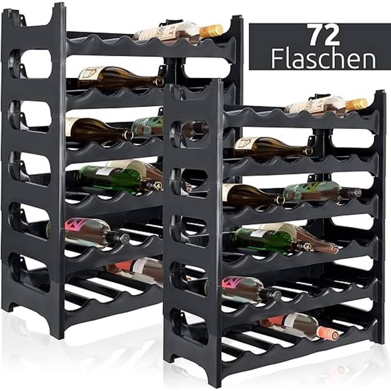PROREGAL CURVA Weinregal 12x Ebenen für 72 FlaschenHxBxT 144x60x30cmSchwarz von PROREGAL