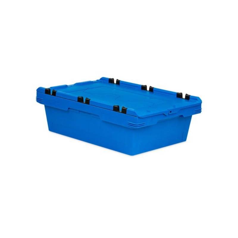 PROREGAL Conical Mehrweg-Stapelbehälter mit Krokodildeckel Blau HxBxT 19,9 x 41 x 61cm 29 Liter Lagerbox  Eurobox  Transportbox  Transportbehälter von PROREGAL
